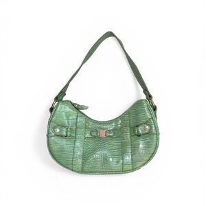 Liz Claiborne Green Crocodile Embossed Shoulder Bag-  New Excellent condition